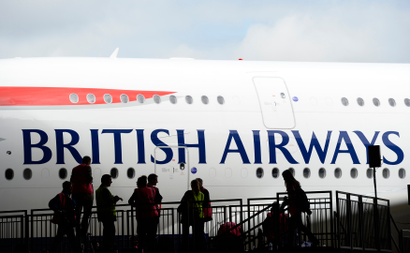 File photo of a British Airways Airbus A380 at Heathrow airport in London