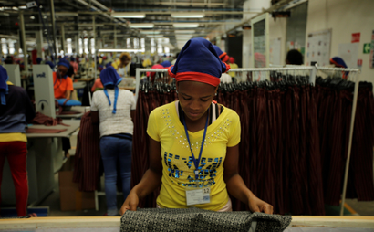A worker sorts finished clothes inside the Indochine Apparel PLC textile factory in Hawassa Industrial Park in Southern Nations, Nationalities and Peoples region, Ethiopia November 17, 2017.
