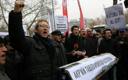 Protestors shout anti-government slogans in Ankara, Turkey on Dec. 21.