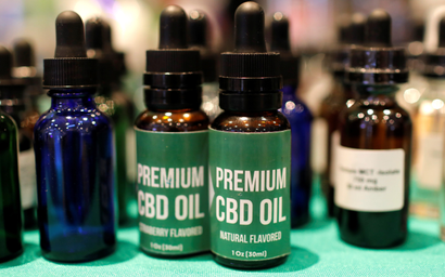 CBD Oil is displayed at The Cannabis World Congress &amp; Business Exposition (CWCBExpo) trade show in New York City, New York, U.S., May 30, 2019. REUTERS/Mike Segar - RC1DB72E6B90