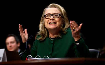 US Secretary of State Hillary Clinton responds forcefully to intense questioning on the September attacks on U.S. diplomatic sites in Benghazi, Libya, during a Senate Foreign Relations Committee hearing on Capitol Hill in Washington.
