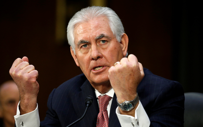 Rex Tillerson, the former chairman and chief executive officer of Exxon Mobil, testifies during a Senate Foreign Relations Committee confirmation hearing to become U.S. Secretary of State on Capitol Hill in Washington, U.S. January 11, 2017.