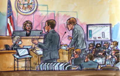 A court drawing from Epic vs. Apple
