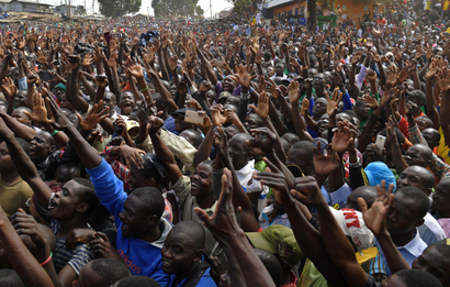 Crowds at a political rally in Kenya