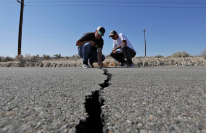 A highway crack in Ridgecrest, California after the July 5 earthquake.