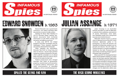 US Defense Security Service/Center for Development of Security Excellence posters on Edward Snowden and Julian Assange