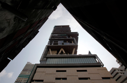 The house of Mukesh Ambani, chairman of Indian energy company Reliance Industries, is seen in Mumbai