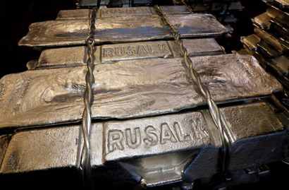 Aluminium ingots from Rusal, the Russian aluminium giant.
