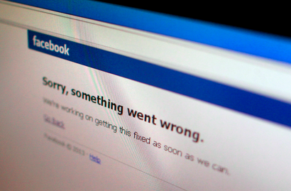 a photograph of a Facebook error message