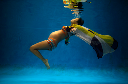Pregnant woman in water
