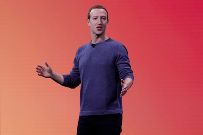 Facebook CEO Mark Zuckerberg makes a speech in 2019.