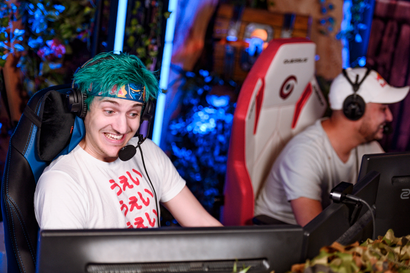 Tyler 'Ninja' Blevins and Gotaga playing during Tyler Ninja Blevins 2019 Euro Trip in Paris, France on March 07, 2019.
