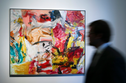 A man walks past "Untitled" by Willem De Kooning during a preview of Sotheby's impressionist and modern art evening sale in New York, May 2, 2014. REUTERS/Eduardo Munoz (UNITED STATES - Tags: SOCIETY ENTERTAINMENT) - RTR3NLE1