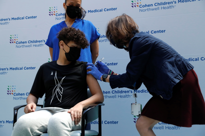 Children receive Pfizer-BioNTech vaccine for the coronavirus disease (COVID-19) in New Hyde Park, New York