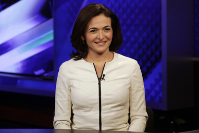 Facebook COO Sheryl Sandberg is interviewed by Megyn Kelly, during a segment of her Fox News Channel “The Kelly File,” program, in New York, Thursday, March 5, 2015. Sandberg has enlisted NBA stars LeBron James, Stephen Curry and some of the basketball league's other top players to convince more men to join the fight for women's rights at home and at work.