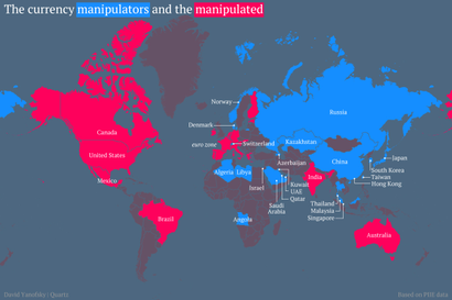 Map of currency manipulators and currency manipulateds