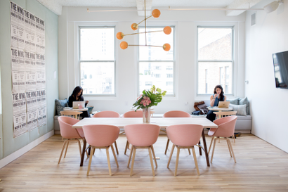 The Wing millennial pink chairs