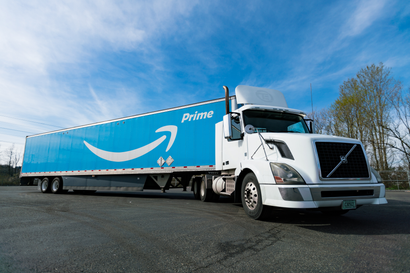 A massive Amazon truck attempts to sate the boundless appetite of American consumers.