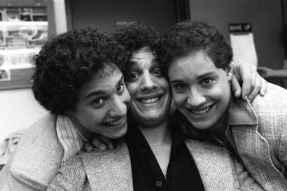 Recently re-united triplets pose at NBC-TV morning of Sept.26, 1980