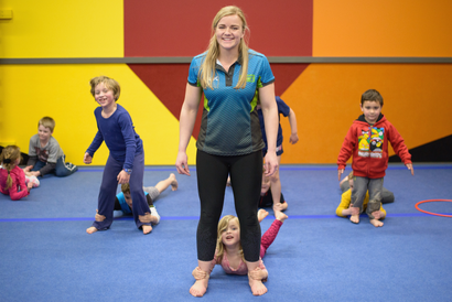 CHRISTCHURCH, NEW ZEALAND - AUGUST 15: New Zealand Judo athlete Moira de Villiers plays with children at My First Gym where she works as manager on August 15, 2016 in Christchurch, New Zealand.