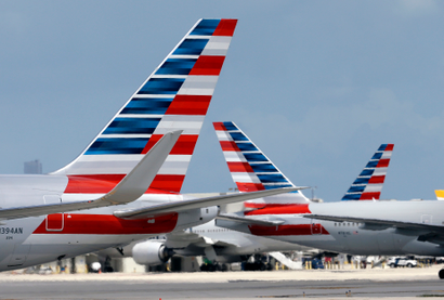 American Airlines aircraft taxi at Miami International Airport, in Miami.