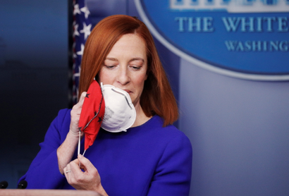 Jen Psaki arrives to speak in the James S Brady Press Briefing Room at the White House, after the inauguration of Joe Biden as the 46th President of the United States