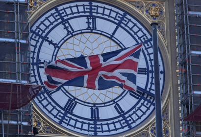 The face of the Big Ben clock tower.