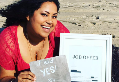 Benita Abraham celebrates her job offer with a beach photo shoot