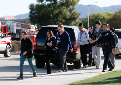 The San Bernardino Police Department said on Twitter that it had "confirmed 1 to 3 possible suspects" and multiple victims in the shooting. The agency called it an "active shooter" incident. REUTERS/Mario Anzuoni - RTX1WWLD