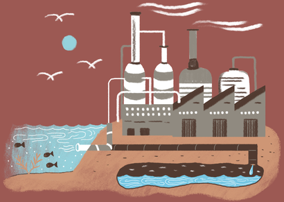 Illustration of a desalination plant in Texas