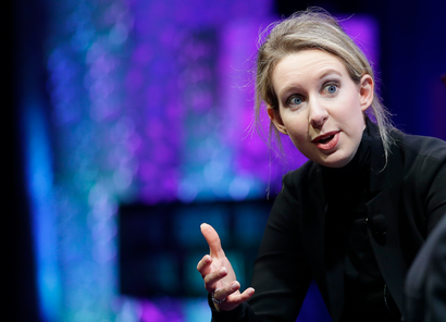 Elizabeth Holmes, founder and CEO of Theranos, speaks at the Fortune Global Forum in San Francisco, Monday, Nov. 2, 2015. (AP Photo/Jeff Chiu)