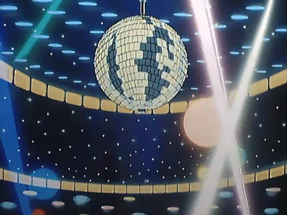 A disco ball turns.