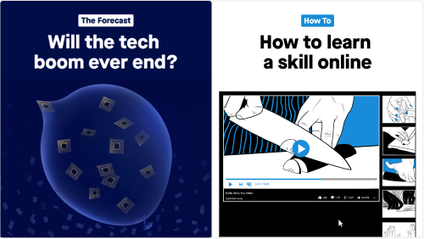 These are examples of the lead images for two of Quartz&#039;s new email offerings, &quot;The Forecast&quot; and &quot;How To&quot;.