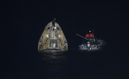 SpaceX Crew Dragon Endurance is recovered from the Gulf of Mexico.