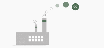 Illustration of a factory with carbon credits.