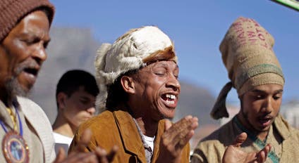 Khoisan people gathered in Capetown, South Africa