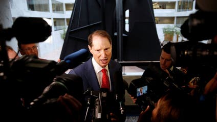 Senator Ron Wyden arrives for a Senate Intelligence Committee hearing evaluating the Intelligence Community Assessment on "Russian Activities and Intentions in Recent US Elections" in 2018.