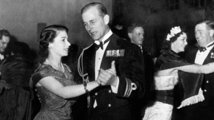 Picture taken on December 18, 1950 at La Valette showing Princess Elizabeth of England, the future Queen Elizabeth II, and Prince Philip dancing the samba.
