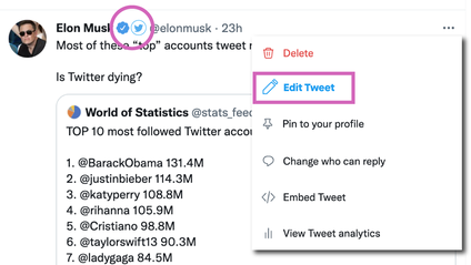An illustration of what Twitter might look like if Elon Musk's suggestions take hold.