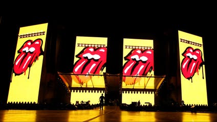 The Rolling Stones's iconic "tongue and lips" logo is seen at their No Filter U.S. Tour at Rose Bowl Stadium in Pasadena, California, U.S., August 22, 2019.