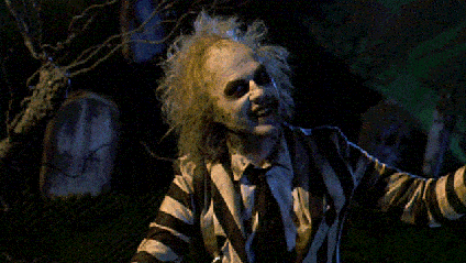 Michael Keaton as the ghost Beetlejuice from the movie of the same name.