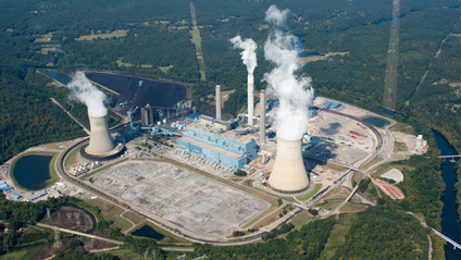 Aerial view of the James H Miller Jr coal plant in Alabama