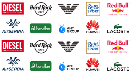 A collection of logos that belong to international companies that have not exited Russia