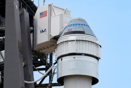 Boeing&#039;s CST-100 Starliner spacecraft is prepared for launch.