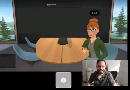 A hybrid video-call to avatar meeting with Daniel Alvarez, Quartz's chief product officer.