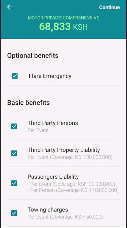 Screenshot of the Griffin insurance app