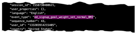 Code excerpt shows the weight goal of a normal BMI, or body mass index.