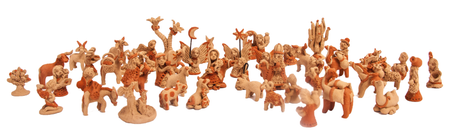 Mexican nativity scene with dozens of figures.
