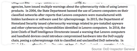 Plenty of warnings about Lenovo products.