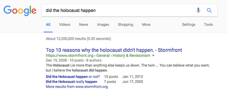 Google &quot;did the holocaust happen&quot; search results